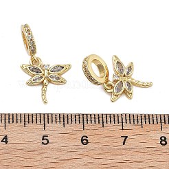 Gestellplattierung Messing klare Zirkonia europäische Anhänger&nbsp;KK-Q006-59G-02