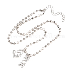 Collier pendentif cœur « maman » en laiton serti de micro-pavés de zirconiums cubiques transparents&nbsp;NJEW-A071-06B-P