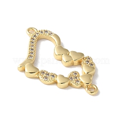 Breloques connecteurs en forme de cœur en laiton micro pavé de zircones cubiques&nbsp;KK-A252-28G-05