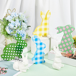 4 pièce de décorations d'affichage de lapin en bois de 4 styles&nbsp;AJEW-GL0002-05