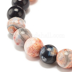 Bracciali elastici con perline di agata crepitio naturale tinto di fuoco&nbsp;BJEW-JB07519