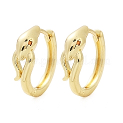 Orecchini a cerchio in ottone con micro pavé di zirconi cubici a forma di serpente&nbsp;EJEW-L299-03G