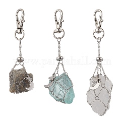 Fermagli a moschettone girevoli in lega con luna e stella e catene portacavi in ottone&nbsp;AJEW-JB01335