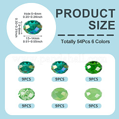 54 Stück 6 Farben grünes Farbthema Glas European Beads&nbsp;GPDL-TA0001-11