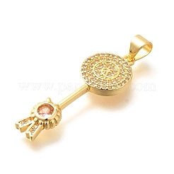 Pendentifs avec zircon cubiques à micro-pavés en laiton&nbsp;KK-G519-03G