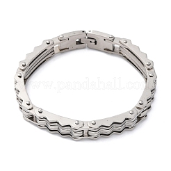 Bracelets à maillons ondulés en acier inoxydable 304 pour femmes et hommes&nbsp;BJEW-R018-07P