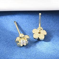 Messing Micro Pave klare Zirkonia Ohrstecker&nbsp;EJEW-F405-15G