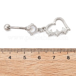 Anneaux de nombril incurvés en alliage de cristal strass pendants&nbsp;AJEW-R007-04P-04