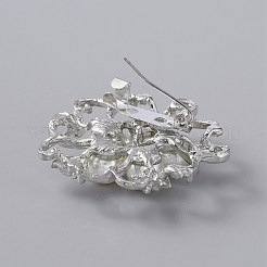 Exquisito pin de solapa de flor de perla de plástico abs&nbsp;JEWB-WH0020-17P