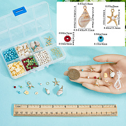 DIY-Armband-Sets zum Basteln mit synthetischen Türkis- und Muschelperlen zum Thema Ozean&nbsp;DIY-SC0028-41
