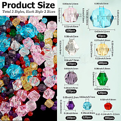 1240pcs 9 Arten transparente Glasperlen&nbsp;EGLA-PA0001-07