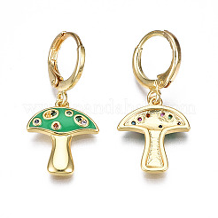 Latón micro pavimenta circonio cúbico pendientes de aro huggie&nbsp;EJEW-T014-32G-NF