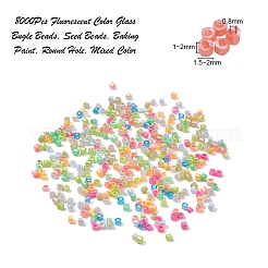 8000pcs 10 Farben fluoreszierende Farbe Glashornperlen&nbsp;SEED-YW0001-32