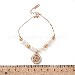 Braccialetti con ciondolo a forma di trifoglio in acciaio inossidabile 304 per donna&nbsp;BJEW-A036-26G
