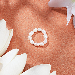 1 Stück Stretch-Fingerring mit Naturperlen für Damen&nbsp;RJEW-AN0001-02