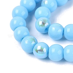 Chapelets de perles en verre opaque électrolytique&nbsp;EGLA-Q132-6MM-01C-13