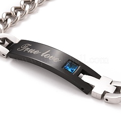 Rettangolo con scritta braccialetto a maglie vero amore con strass&nbsp;STAS-E160-31EBP
