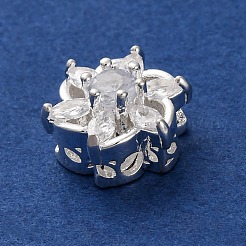 Perles de placage en laiton avec zircone cubique de micro pave&nbsp;KK-Z082-01S