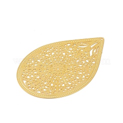 Pendentifs embellissements en métal gravé en laiton&nbsp;KK-Z058-04G