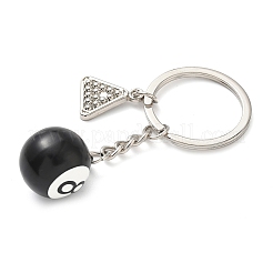 Porte-clés billard en alliage émaillé noir n° 8&nbsp;KEYC-I119-02P