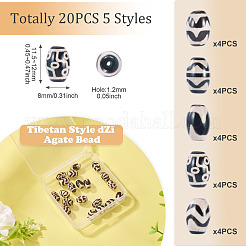 20 Stück 5 Stile tibetischen Stil Dzi Achat Perlen&nbsp;G-TA0002-67