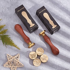 Siegelstempel aus Messing mit Holzgriff&nbsp;AJEW-WH0412-0355