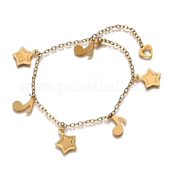 Fußkettchen mit Charms aus Edelstahl 304&nbsp;AJEW-F035-02G