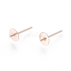 Componenti per orecchini a bottone in acciaio inossidabile 304&nbsp;STAS-D448-089RG-6mm