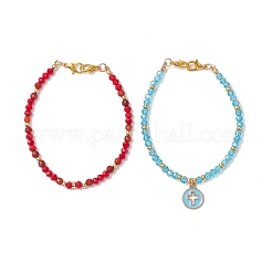 2 Stück Stretch-Armband-Set aus Glasperlen in 2 Stilen für Damen&nbsp;BJEW-JB11569