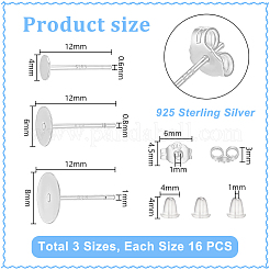 48 Stück 3 Stile Sterling Silber Ohrring Zubehörse&nbsp;STER-PH0004-73