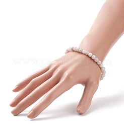 Braccialetto elasticizzato con perline rotonde in agata pazza naturale&nbsp;BJEW-JB08643