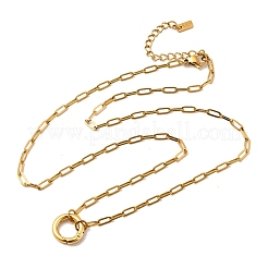 Collane con catena a graffetta con ciondolo a forma di anello a molla in acciaio inossidabile 304 per donna&nbsp;NJEW-Z091-13G