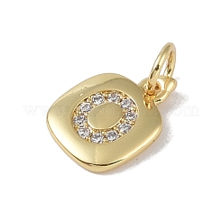 Placage de crémaillère en laiton micro pavé breloques en zircone cubique claire&nbsp;KK-E110-14G-O