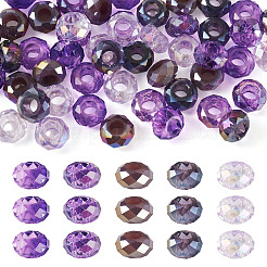 50 Stück 5 Farben lila Farbthema transparente europäische Glasperlen&nbsp;GPDL-TA0001-09