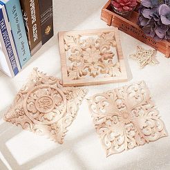 Artisanat d'applique onlay sculpté en bois massif naturel&nbsp;WOOD-FH0001-12