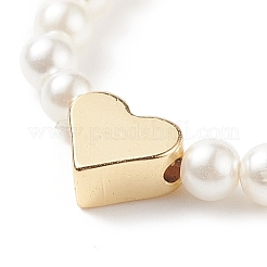 Stretch-Ringe aus Muschelperlen und Herzperlen aus Messing für Damen&nbsp;RJEW-TA00056