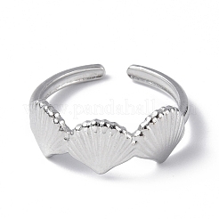 Offener Manschettenring aus 304er Edelstahl mit Muschelmotiv für Damen&nbsp;RJEW-C046-04P