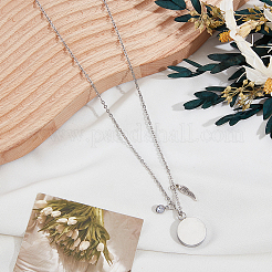 Colliers pendentifs ronds et plats en acier inoxydable 304 avec flacon de parfum&nbsp;NJEW-DR00020