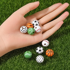 50pcs 5 Arten gedruckte europäische Naturholzperlen&nbsp;WOOD-YW0001-06