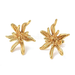 Pendientes de botón de acero inoxidable 304 con diseño de flor para mujer&nbsp;EJEW-K333-08G