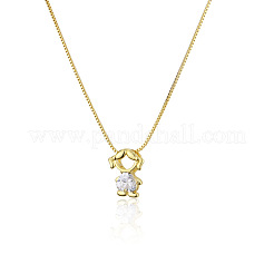 Colliers à chaîne avec pendentif en forme de cœur pavé en laiton et zircone cubique pour fille&nbsp;FS-WGE547A-02