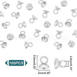 100 Stück 201 Edelstahl-Perlenkappen-Anhänger-Ösen&nbsp;STAS-UN0042-25B