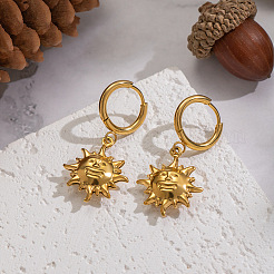 Boucles d'oreilles créoles soleil en acier inoxydable 304&nbsp;DT3255