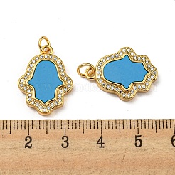 Micro pavé de latón con circonitas cúbicas y colgantes de turquesa sintética.&nbsp;KK-K356-24B-G