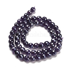 Galvanisierte natürliche Amethyst-Rundperlenstränge&nbsp;G-L598-A05-01