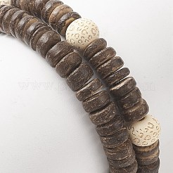 2 Uds. Juego de pulseras elásticas con cuentas de coco y madera natural cruzada de 2 estilos para mujer&nbsp;BJEW-JB09317