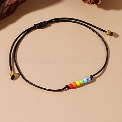 Regenbogenfarbene Armbänder aus Glasperlen und geflochtenen Perlen zum Pride Month&nbsp;XU2800-2