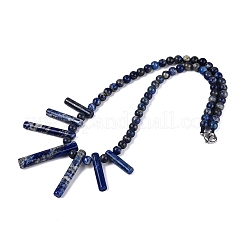 Collares babero redondos de lapislázuli natural con cuentas en forma de abanico&nbsp;NJEW-N064-04C