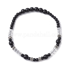 Collier de perles rondes en bois naturel et verre&nbsp;NJEW-JN04477