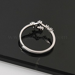 Verstellbare Ringe aus rhodiniertem Sterlingsilber mit Mikropflaster und klarem Zirkonia für Damen&nbsp;RJEW-P130-01P-J